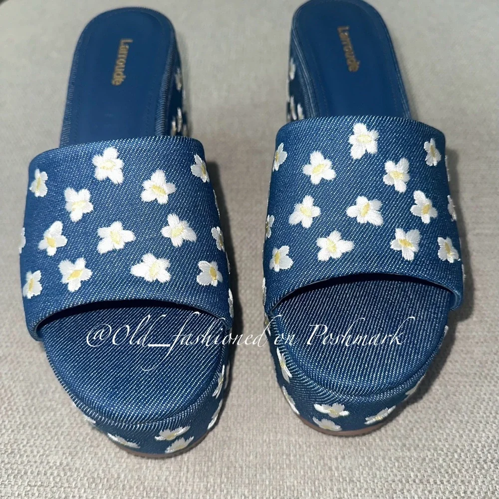 LARROUDÉ Miso Platform Sandals - Blue Denim